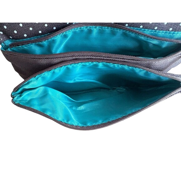 Thirty-One 31 Double Up Crossbody Purse Charcoal Gray Swiss Dot City NWOT - Picture 10 of 11